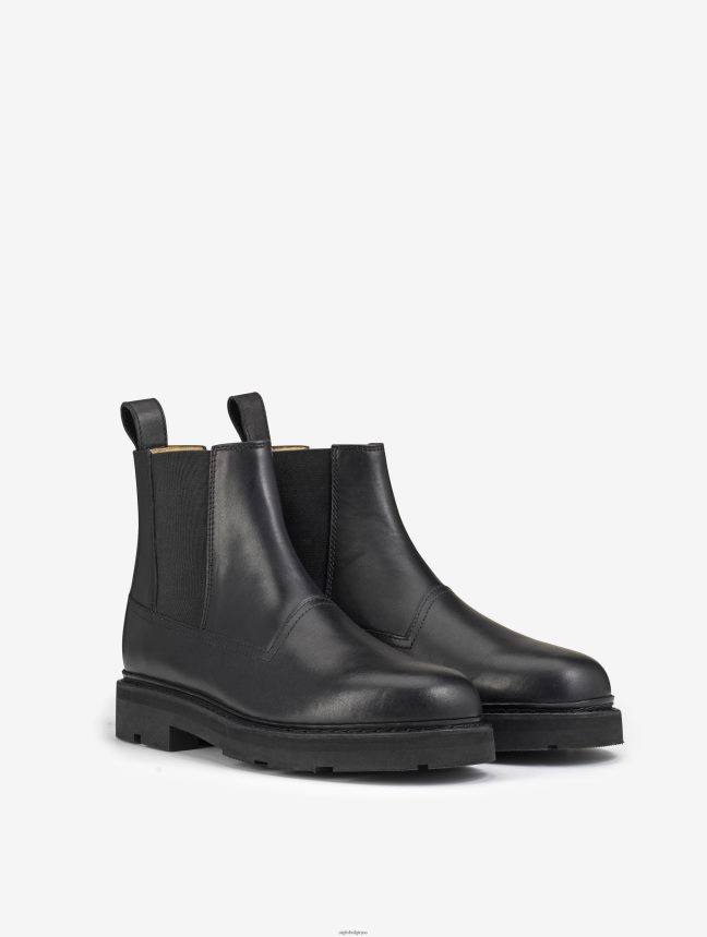 Aigle bottes la bottine chelsea en cuir à coutures norvégiennes noir femmes HV42L2510