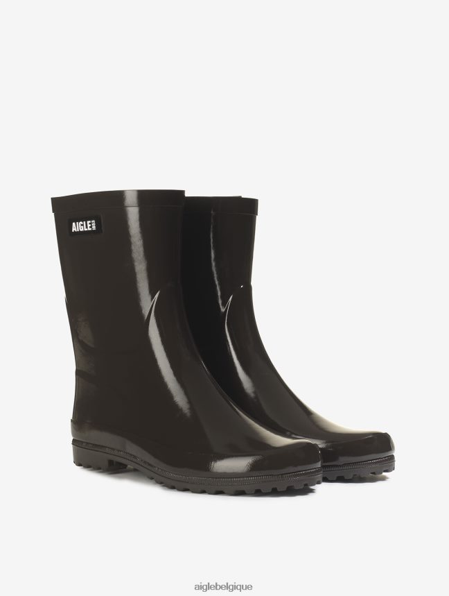 Aigle bottes botte de pluie vernie à la cheville cacao femmes HV42L2517