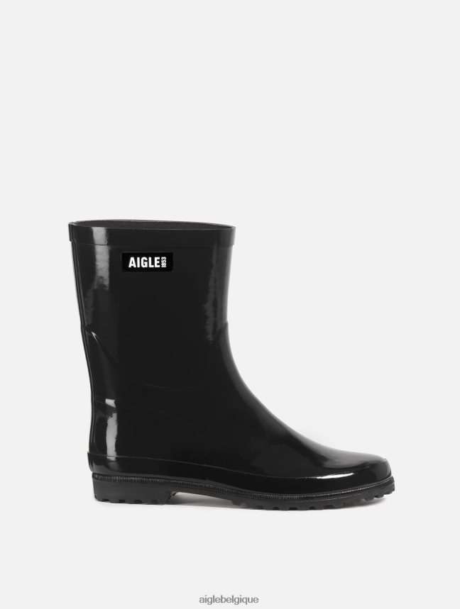 Aigle bottes botte de pluie vernie à la cheville noir femmes HV42L2515