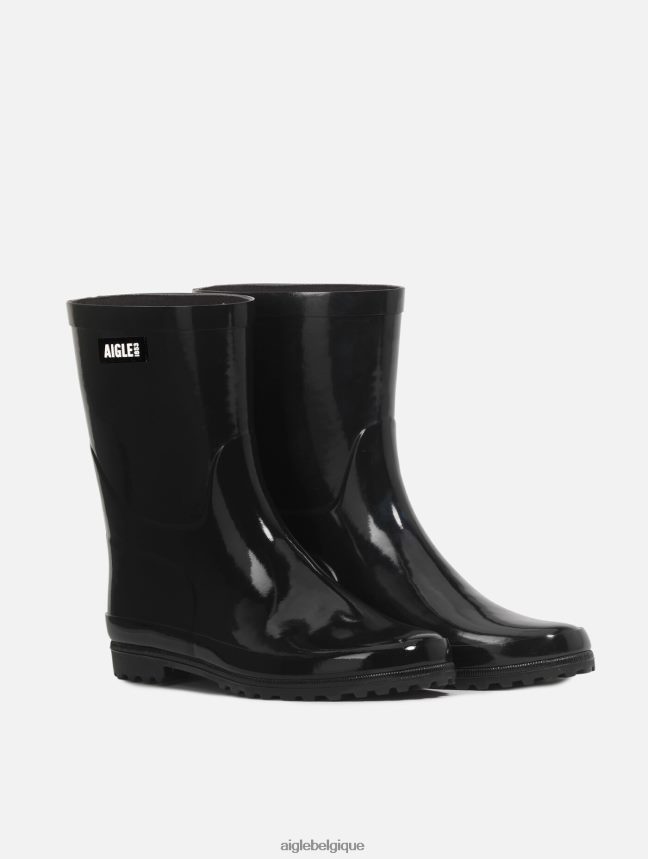 Aigle bottes botte de pluie vernie à la cheville noir femmes HV42L2515