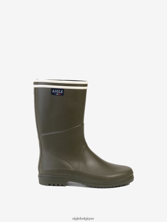 Aigle bottes bottes de pluie à sol cranté fabriquées en france kaki femmes HV42L2661