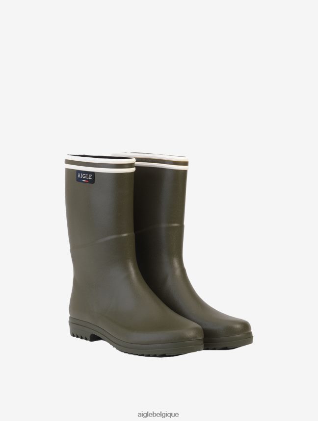 Aigle bottes bottes de pluie à sol cranté fabriquées en france kaki femmes HV42L2661