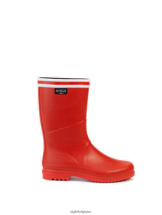 Aigle bottes bottes de pluie à sol cranté fabriquées en france rouge femmes HV42L2520