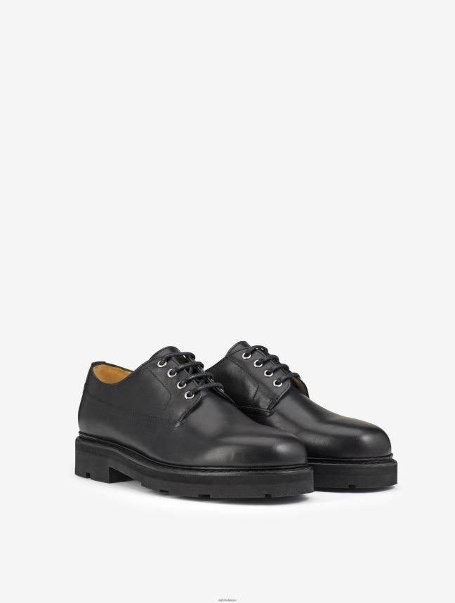 Aigle chaussures la derby en cuir cousu norvégien noir femmes HV42L2551