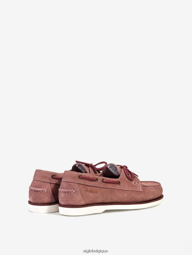 Aigle chaussures mocassin classique en cuir nubuck bois de rose foncé femmes HV42L2647