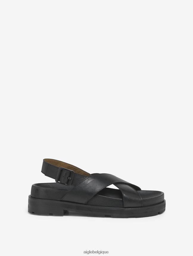 Aigle chaussures sandale en cuir élégante noir femmes HV42L2623