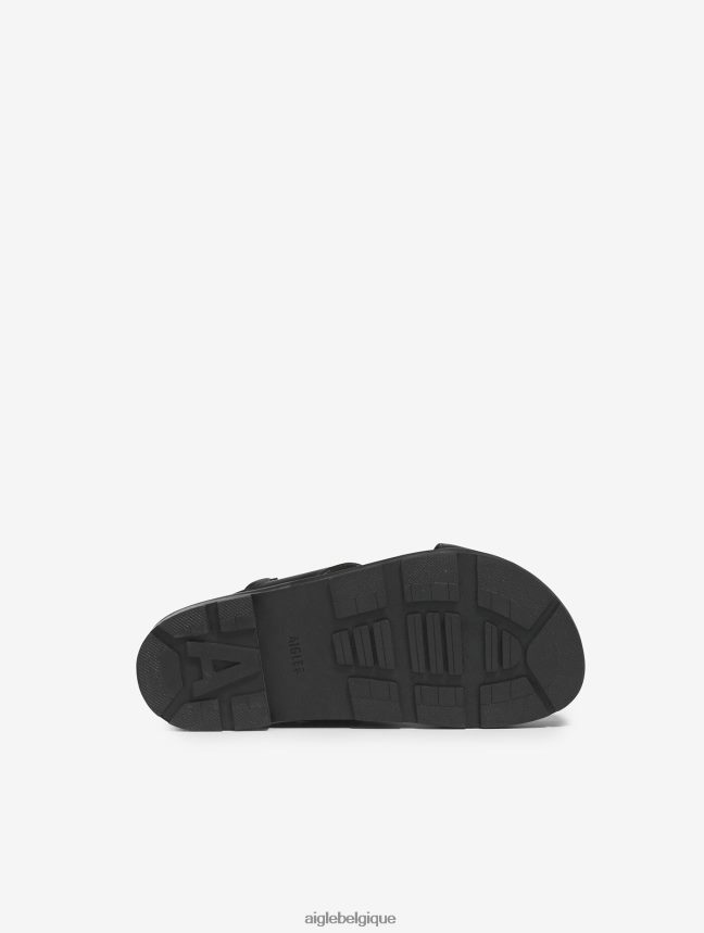 Aigle chaussures sandale en cuir élégante noir femmes HV42L2623