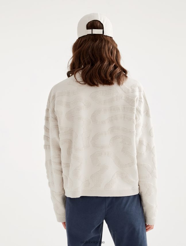 Aigle vêtements pull col rond avec jacquard vermiculé martre femmes HV42L2542