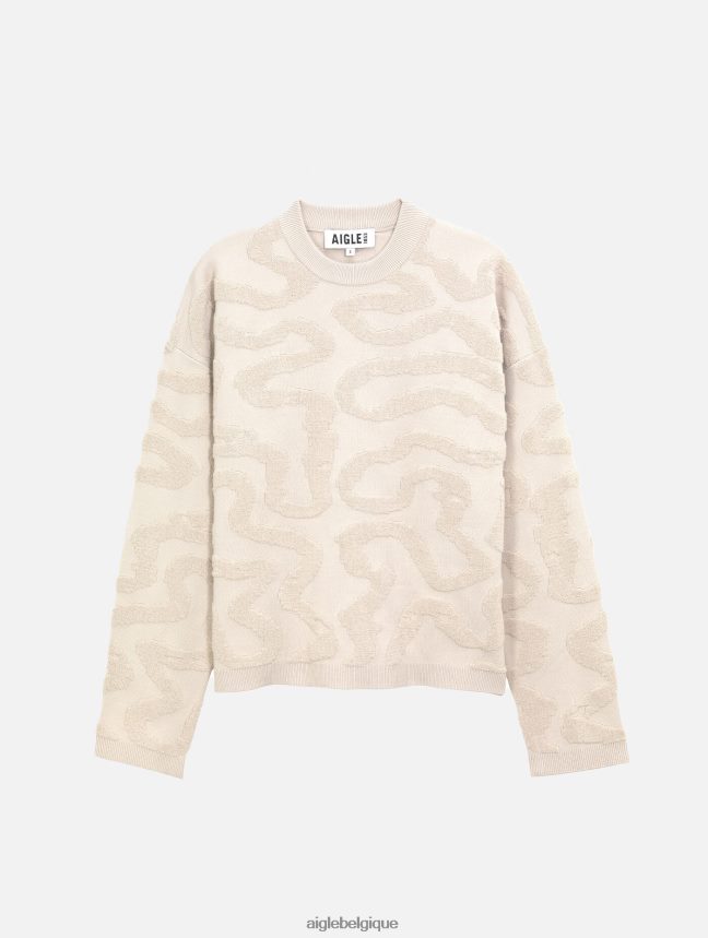 Aigle vêtements pull col rond avec jacquard vermiculé martre femmes HV42L2542