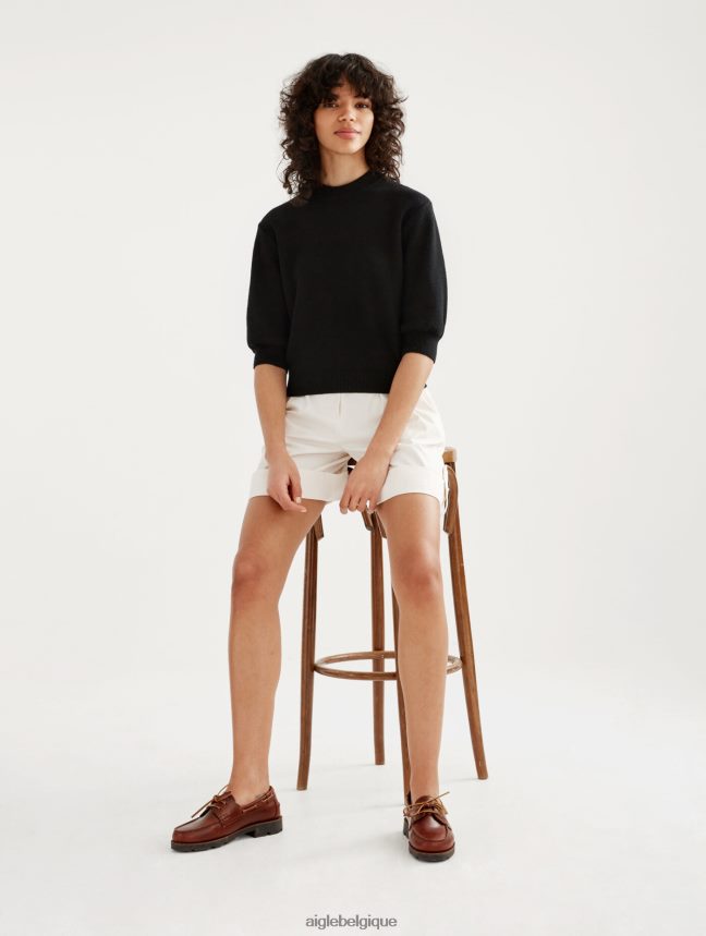 Aigle vêtements pull à manches courtes avec maille décorative noir femmes HV42L2460