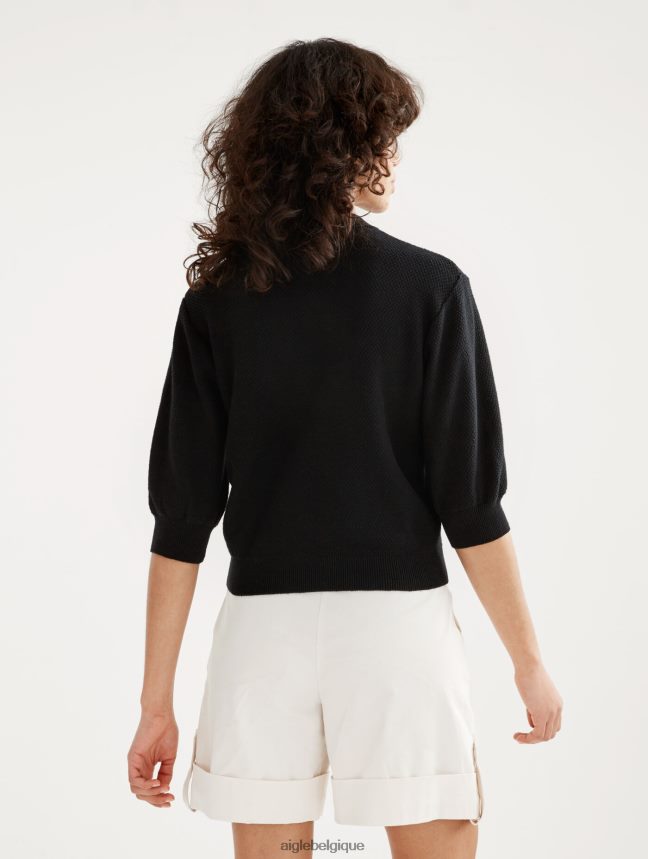 Aigle vêtements pull à manches courtes avec maille décorative noir femmes HV42L2460