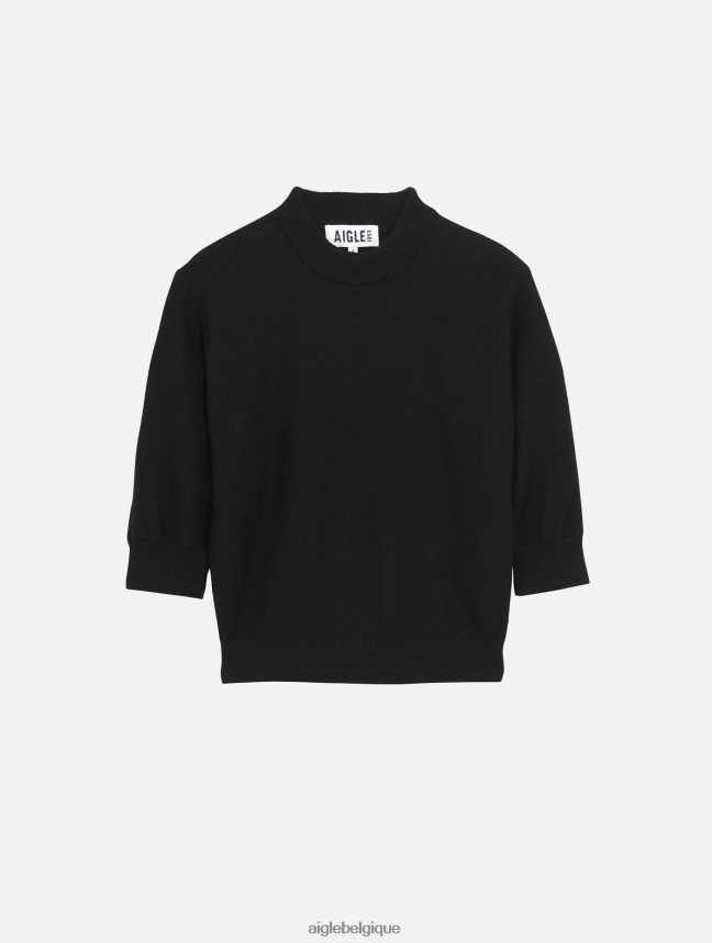 Aigle vêtements pull à manches courtes avec maille décorative noir femmes HV42L2460