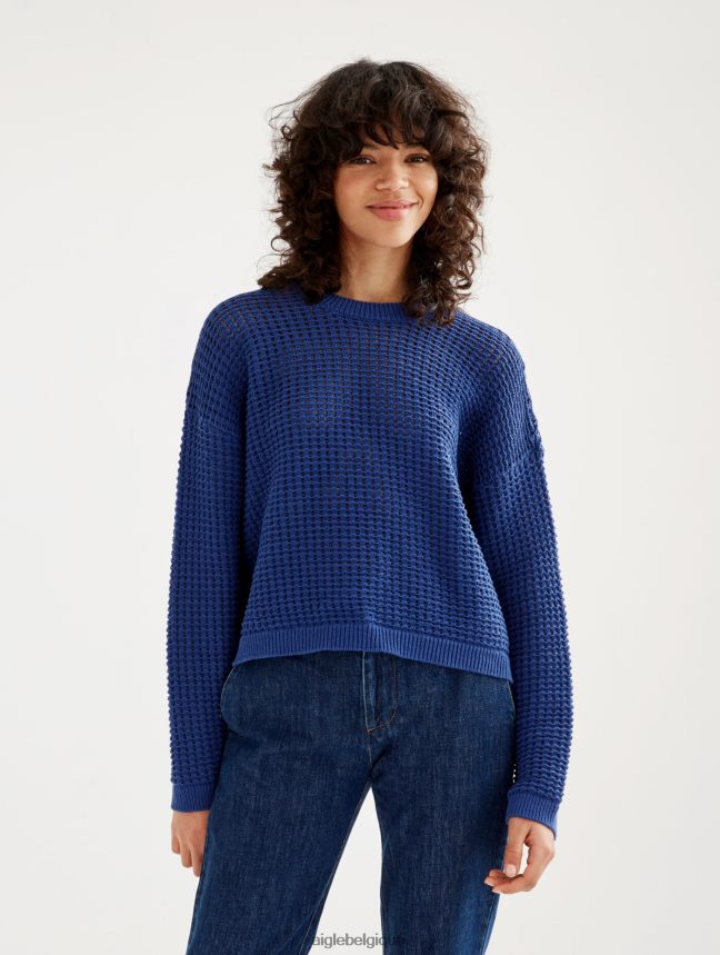 Aigle vêtements pull à manches longues en maille décorative encrebleu femmes HV42L2541