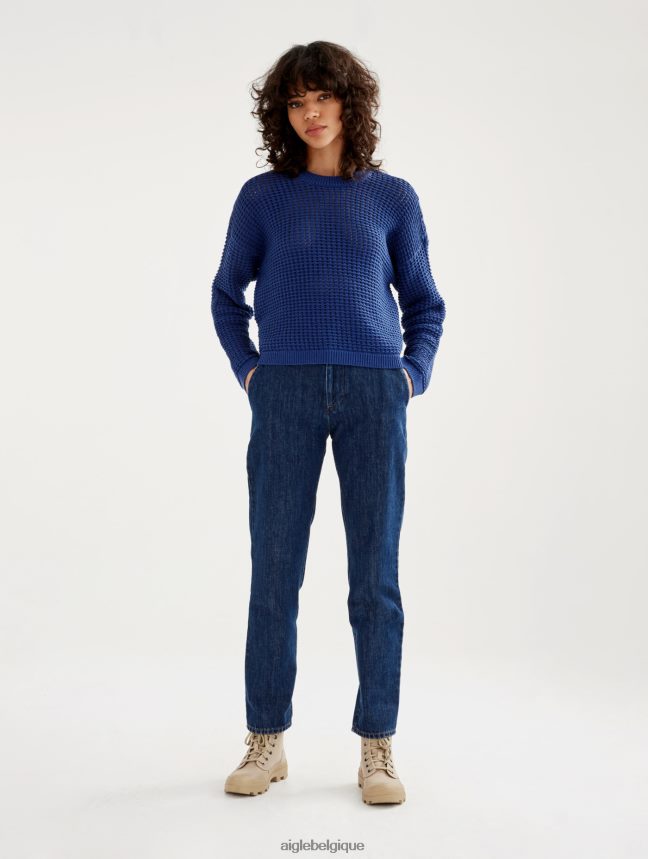 Aigle vêtements pull à manches longues en maille décorative encrebleu femmes HV42L2541