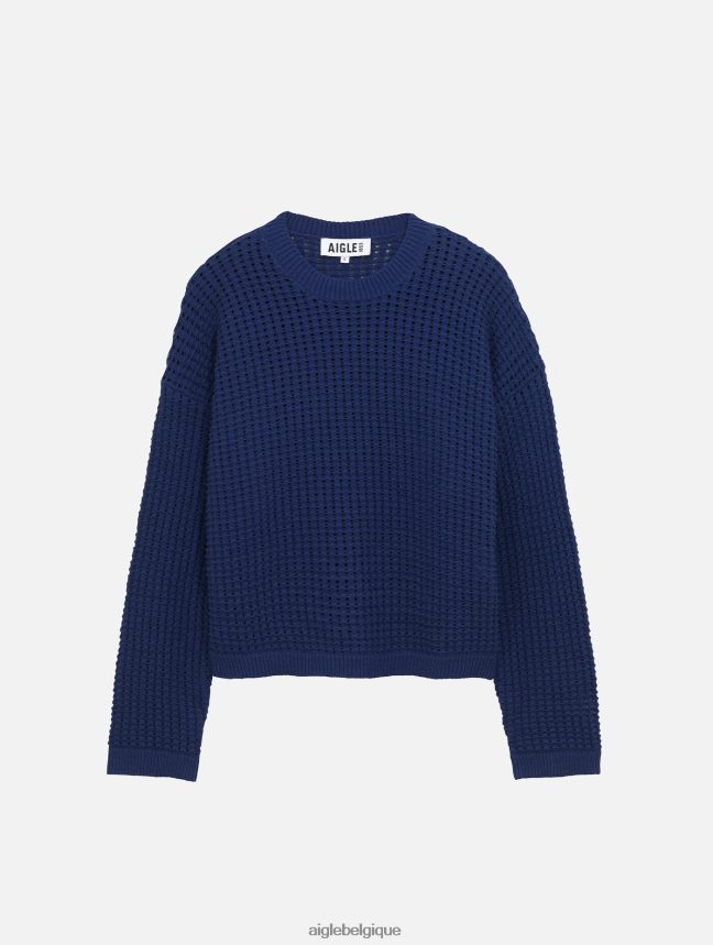 Aigle vêtements pull à manches longues en maille décorative encrebleu femmes HV42L2541
