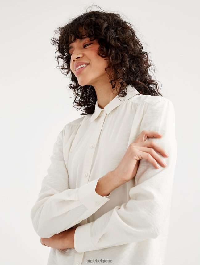 Aigle vêtements chemise à manches longues froncée aux épaules lait femmes HV42L2559