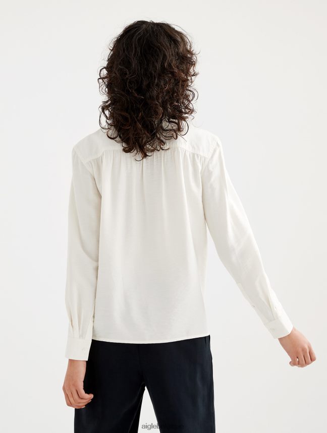 Aigle vêtements chemise à manches longues froncée aux épaules lait femmes HV42L2559
