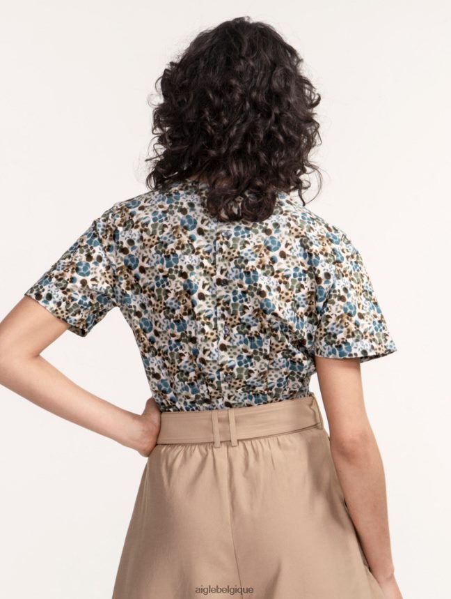 Aigle vêtements chemisier liberty london à manches courtes bleu tempête pr femmes HV42L2553