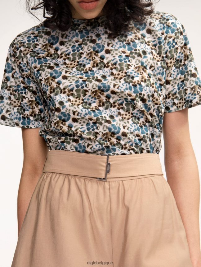 Aigle vêtements chemisier liberty london à manches courtes bleu tempête pr femmes HV42L2553