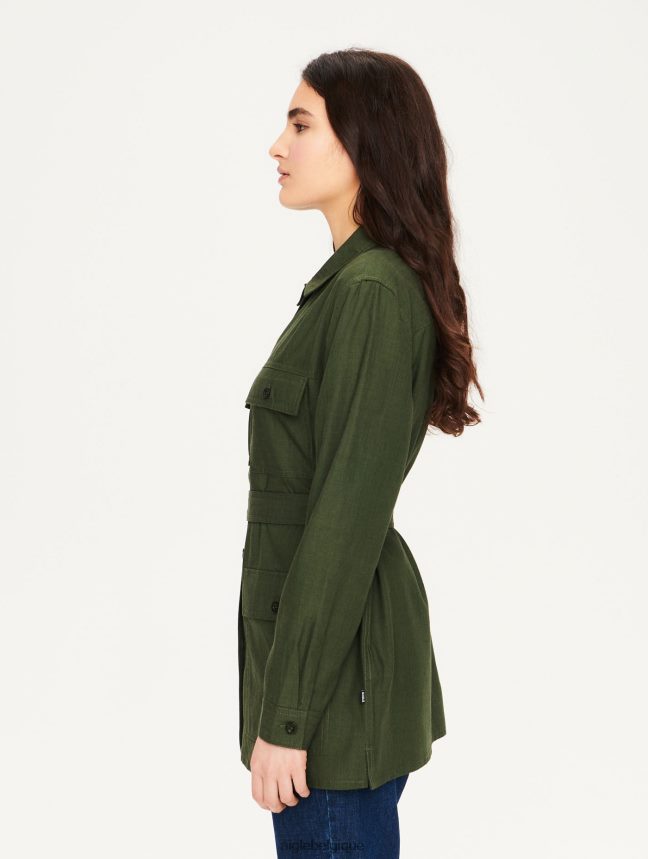 Aigle vêtements surchemise en coton et tencel avocat femmes HV42L2657