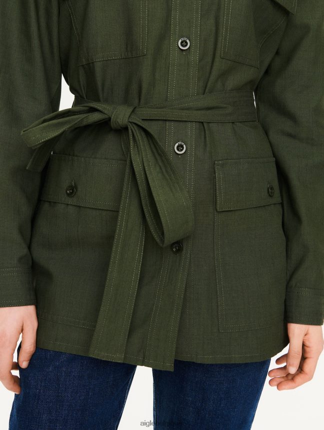 Aigle vêtements surchemise en coton et tencel avocat femmes HV42L2657