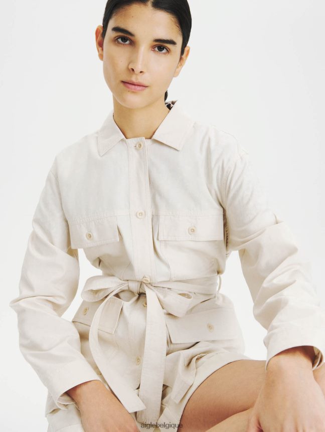 Aigle vêtements surchemise en coton et tencel bisque femmes HV42L2616