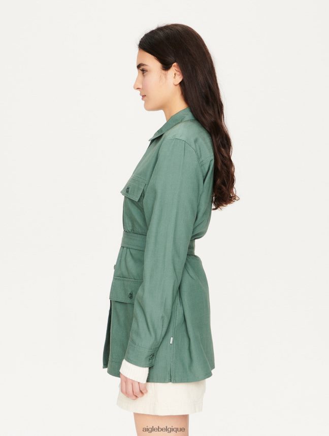 Aigle vêtements surchemise en coton et tencel vert gris femmes HV42L2620