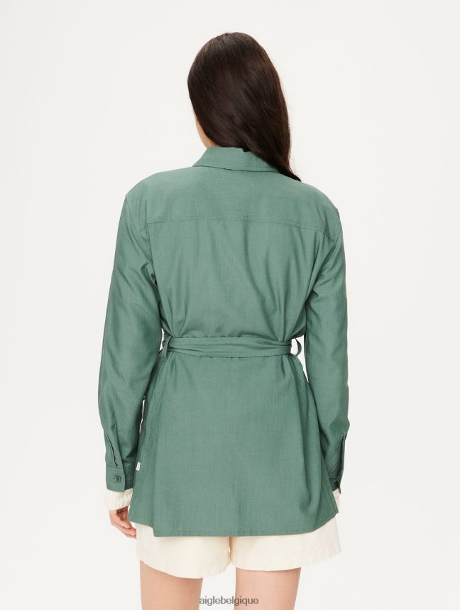 Aigle vêtements surchemise en coton et tencel vert gris femmes HV42L2620