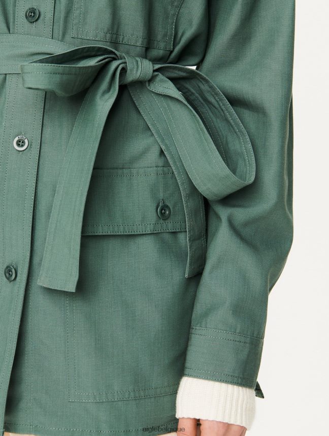 Aigle vêtements surchemise en coton et tencel vert gris femmes HV42L2620