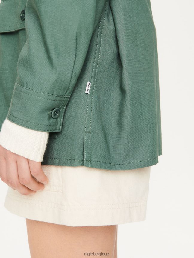 Aigle vêtements surchemise en coton et tencel vert gris femmes HV42L2620