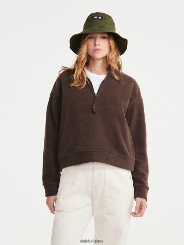 Aigle vêtements polaire à col zippé cacao femmes HV42L2585