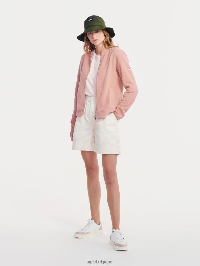 Aigle vêtements polaire zippée à col rond rose brumeuse femmes HV42L2589