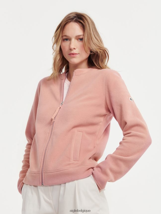 Aigle vêtements polaire zippée à col rond rose brumeuse femmes HV42L2589