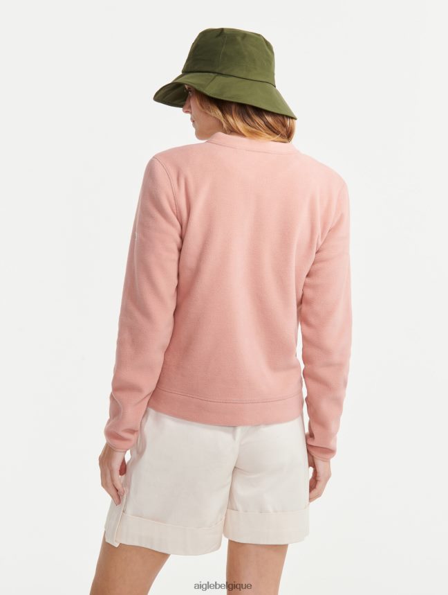 Aigle vêtements polaire zippée à col rond rose brumeuse femmes HV42L2589