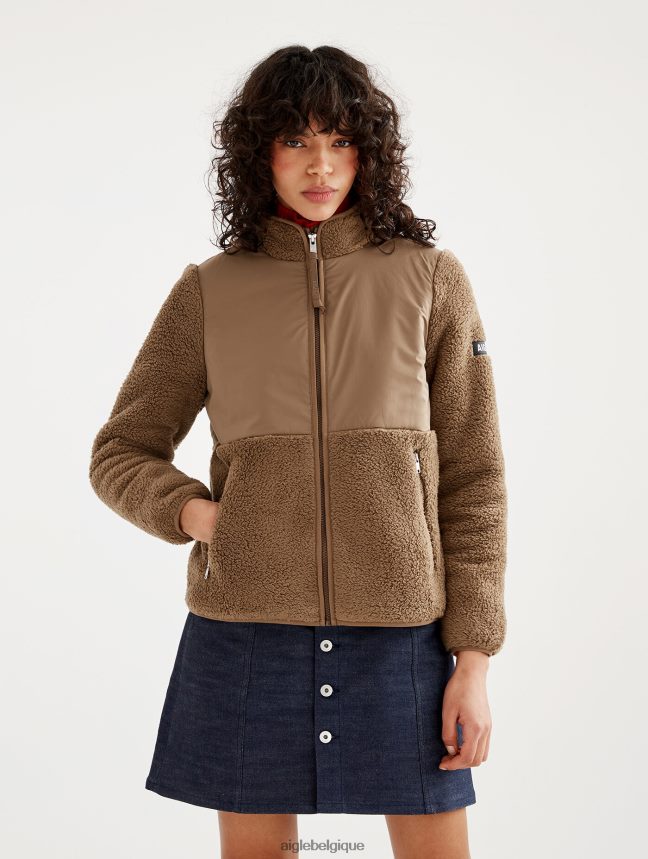 Aigle vêtements veste polaire sherpa confortable à fermeture éclair châtaignier je femmes HV42L2579