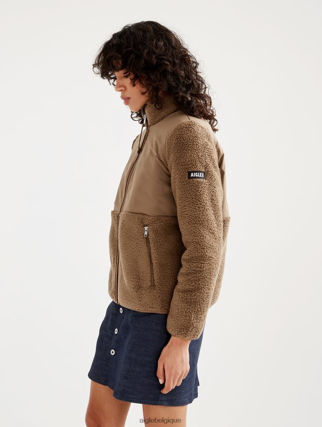 Aigle vêtements veste polaire sherpa confortable à fermeture éclair châtaignier je femmes HV42L2579