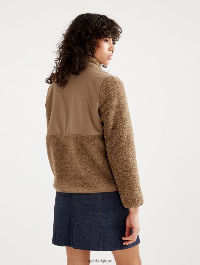 Aigle vêtements veste polaire sherpa confortable à fermeture éclair châtaignier je femmes HV42L2579