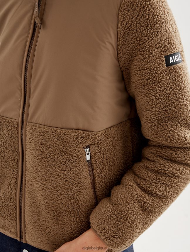 Aigle vêtements veste polaire sherpa confortable à fermeture éclair châtaignier je femmes HV42L2579