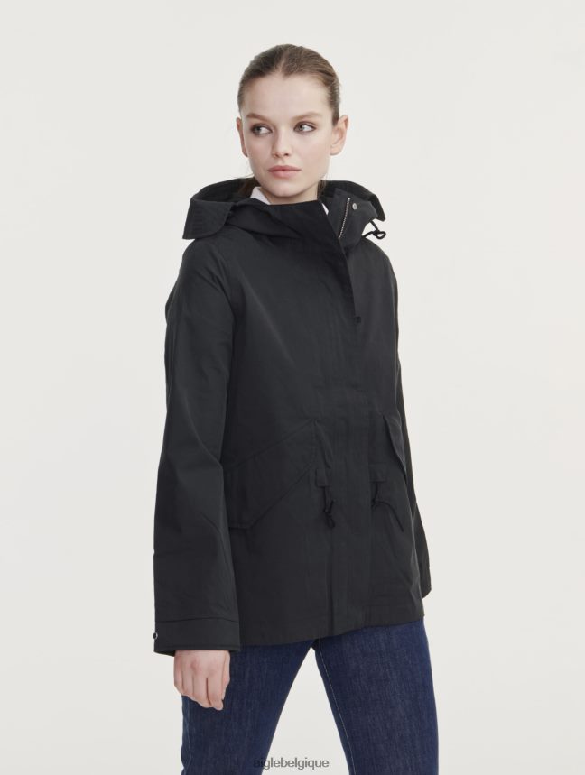 Aigle vêtements emblématique queue de poisson courte à capuche mtd noir femmes HV42L2433