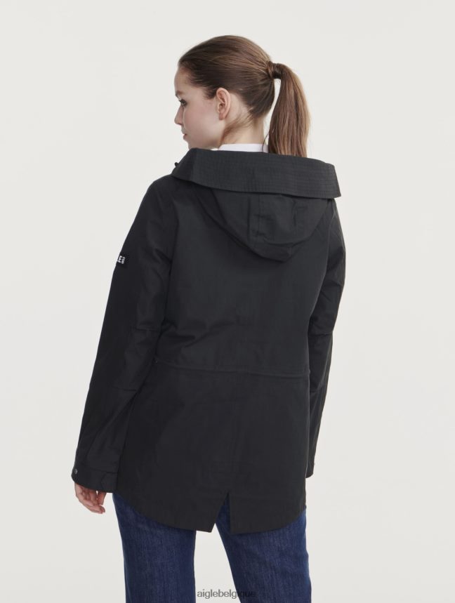 Aigle vêtements emblématique queue de poisson courte à capuche mtd noir femmes HV42L2433