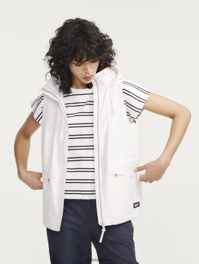 Aigle vêtements gilet sans manches gore-tex infinium avec capuche amovible lait je femmes HV42L2473