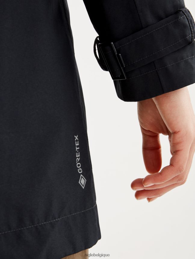 Aigle vêtements trench-coat court en gore-tex à capuche amovible noir femmes HV42L2463