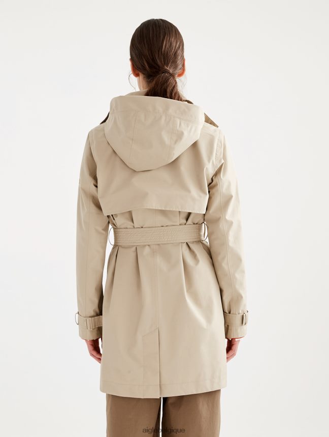 Aigle vêtements trench-coat court en gore-tex à capuche amovible osier femmes HV42L2452