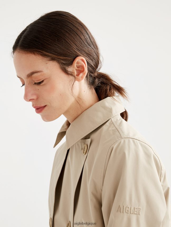 Aigle vêtements trench-coat court en gore-tex à capuche amovible osier femmes HV42L2452
