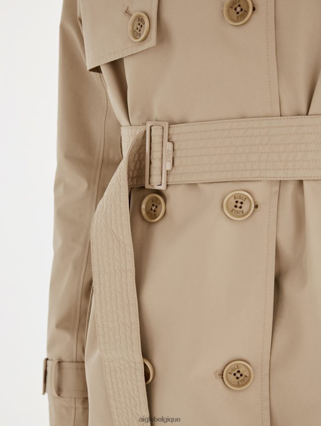 Aigle vêtements trench-coat court en gore-tex à capuche amovible osier femmes HV42L2452