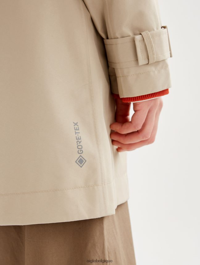Aigle vêtements trench-coat court en gore-tex à capuche amovible osier femmes HV42L2452