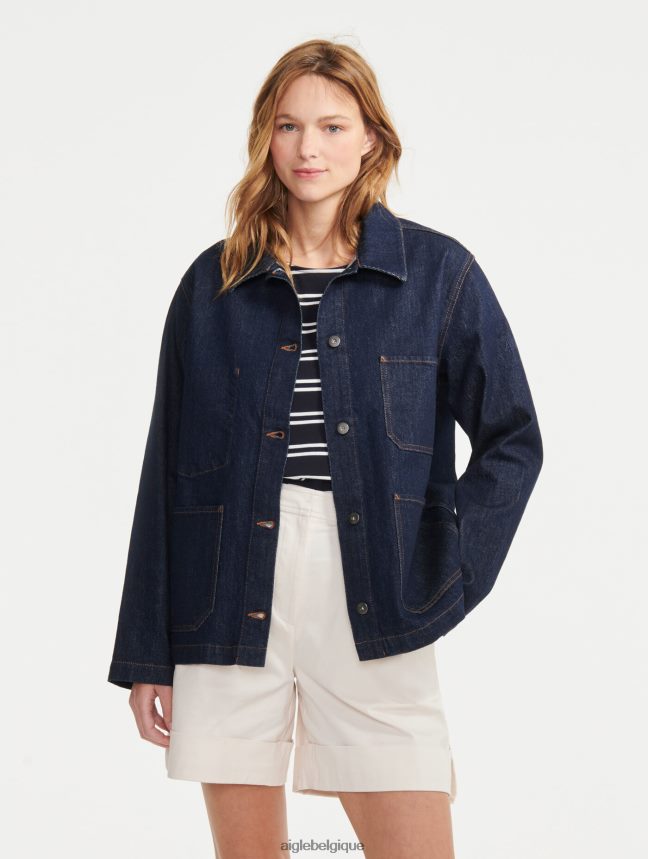 Aigle vêtements veste de travail mi-longue denim brut ovd femmes HV42L2698