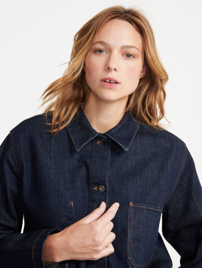 Aigle vêtements veste de travail mi-longue denim brut ovd femmes HV42L2698