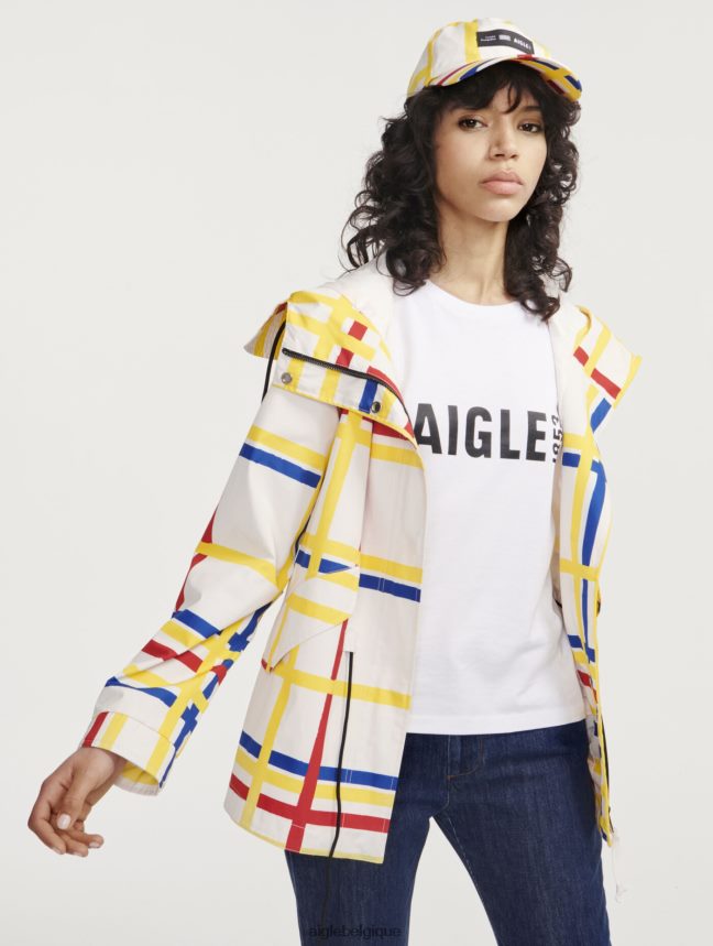 Aigle x Centre Pompidou vêtements queue de poisson courte à capuche mtd Mondrian femmes HV42L2503