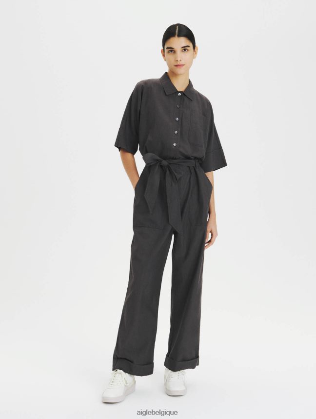 Aigle vêtements combinaison en coton et tencel charbon femmes HV42L2636
